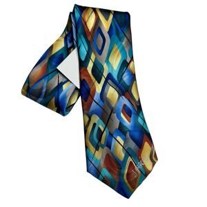 J Garcia Jerry Garcia Blue Green Geo Carousel Collector's edition New Neck Tie